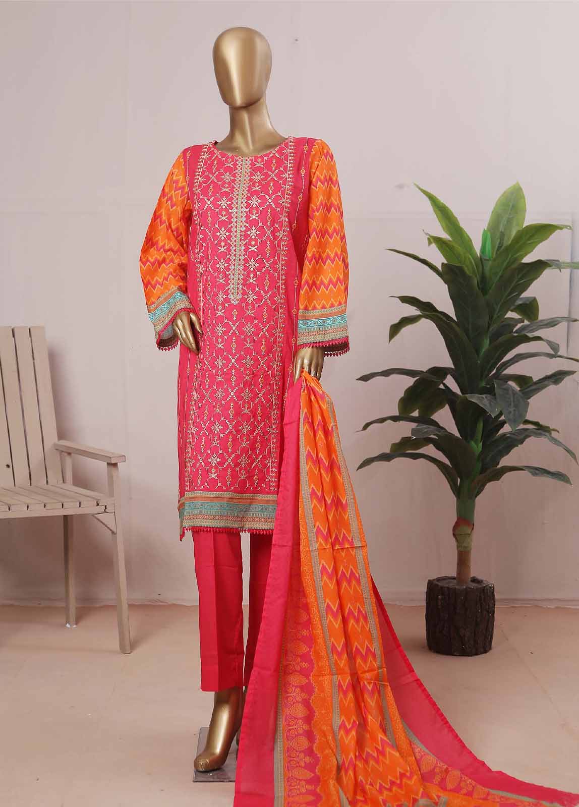 Bin Saeed Fabric - SMLE-0217- 3 Piece Embroidered Stitched Suit
