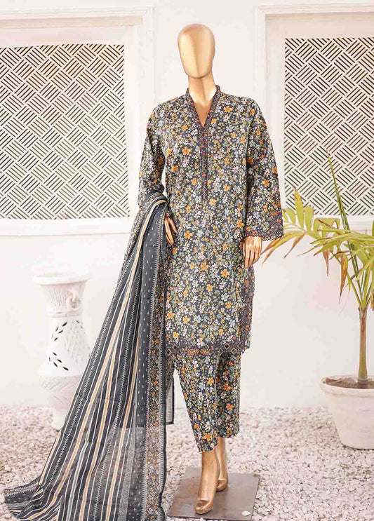 SMLE-0218 A- 3 Piece Embroidered Stitched Suit