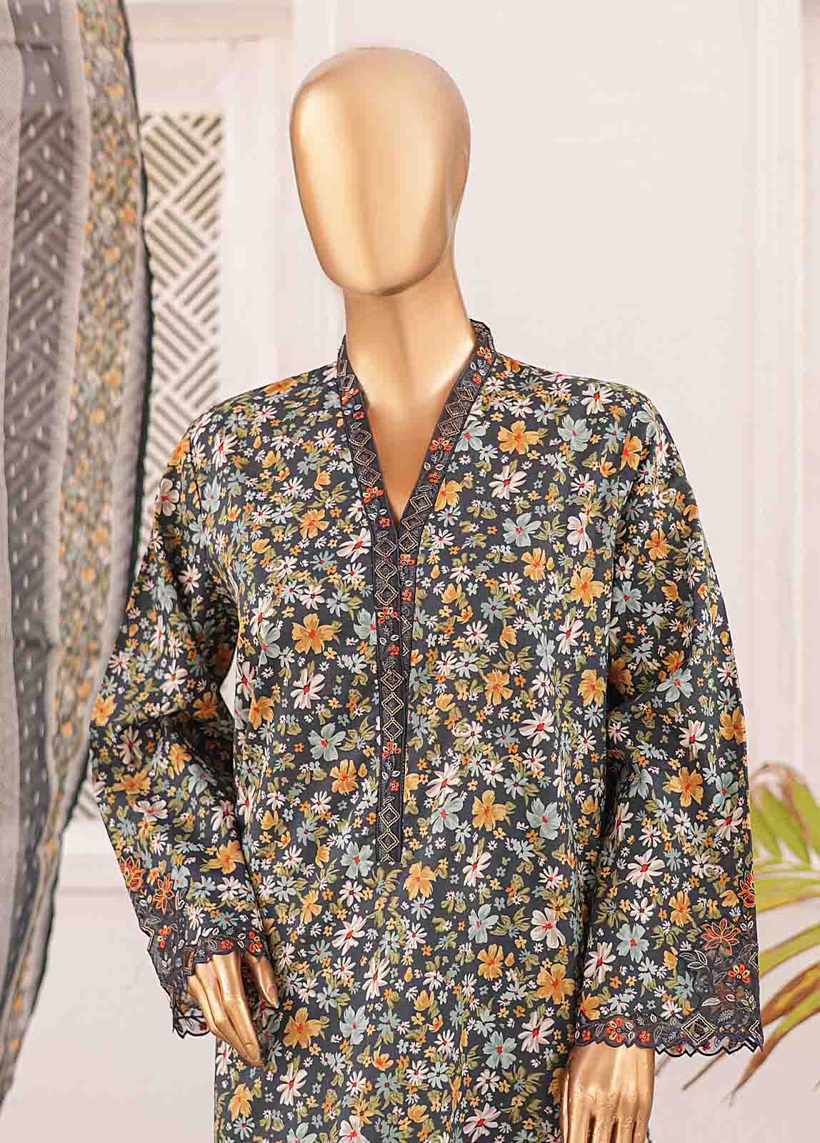 Bin Saeed Fabric - SMLE-0218 A- 3 Piece Embroidered Stitched Suit