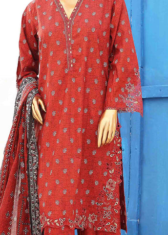 Bin Saeed Fabric - SMLE-0220-3 Piece Cutwork Kari Stitched Suit