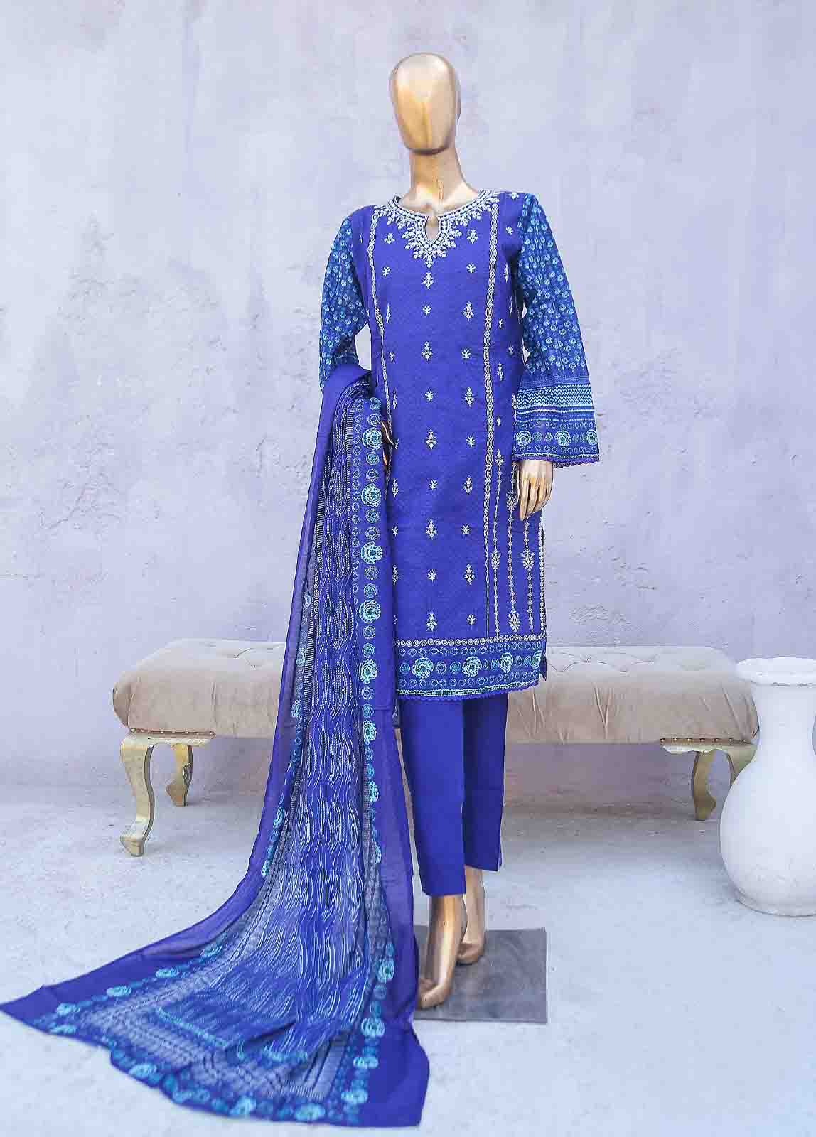 Bin Saeed Fabric - SMLE-0222- 3 Piece Embroidered Stitched Suit