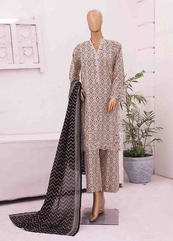 Bin Saeed Fabric - SMLE-0227-3 Piece Cutwork Kari Stitched Suit