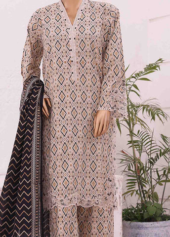 Bin Saeed Fabric - SMLE-0227-3 Piece Cutwork Kari Stitched Suit