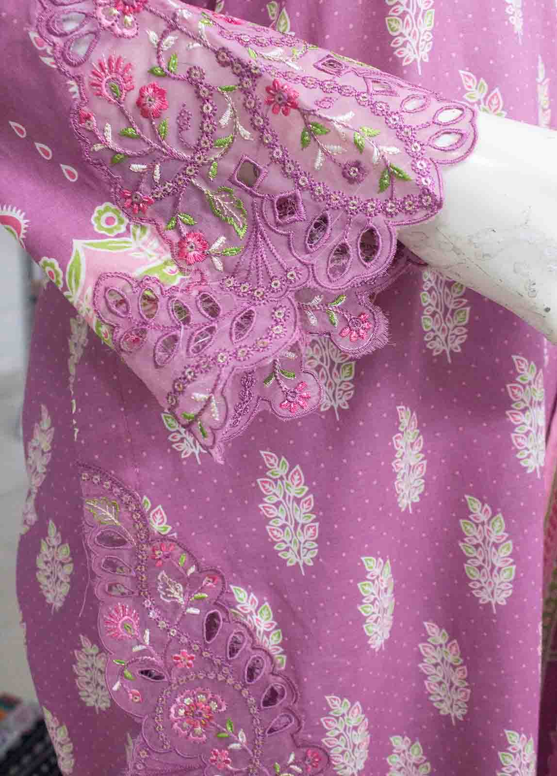 Bin Saeed Fabric - SMLE-0341-3 Piece Cutwork Kari Stitched Suit