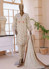 SMLE-0508- 3 Piece Embroidered Stitched Suit