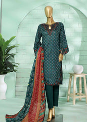 SMLE-0588- 3 Piece Embroidered Stitched Suit