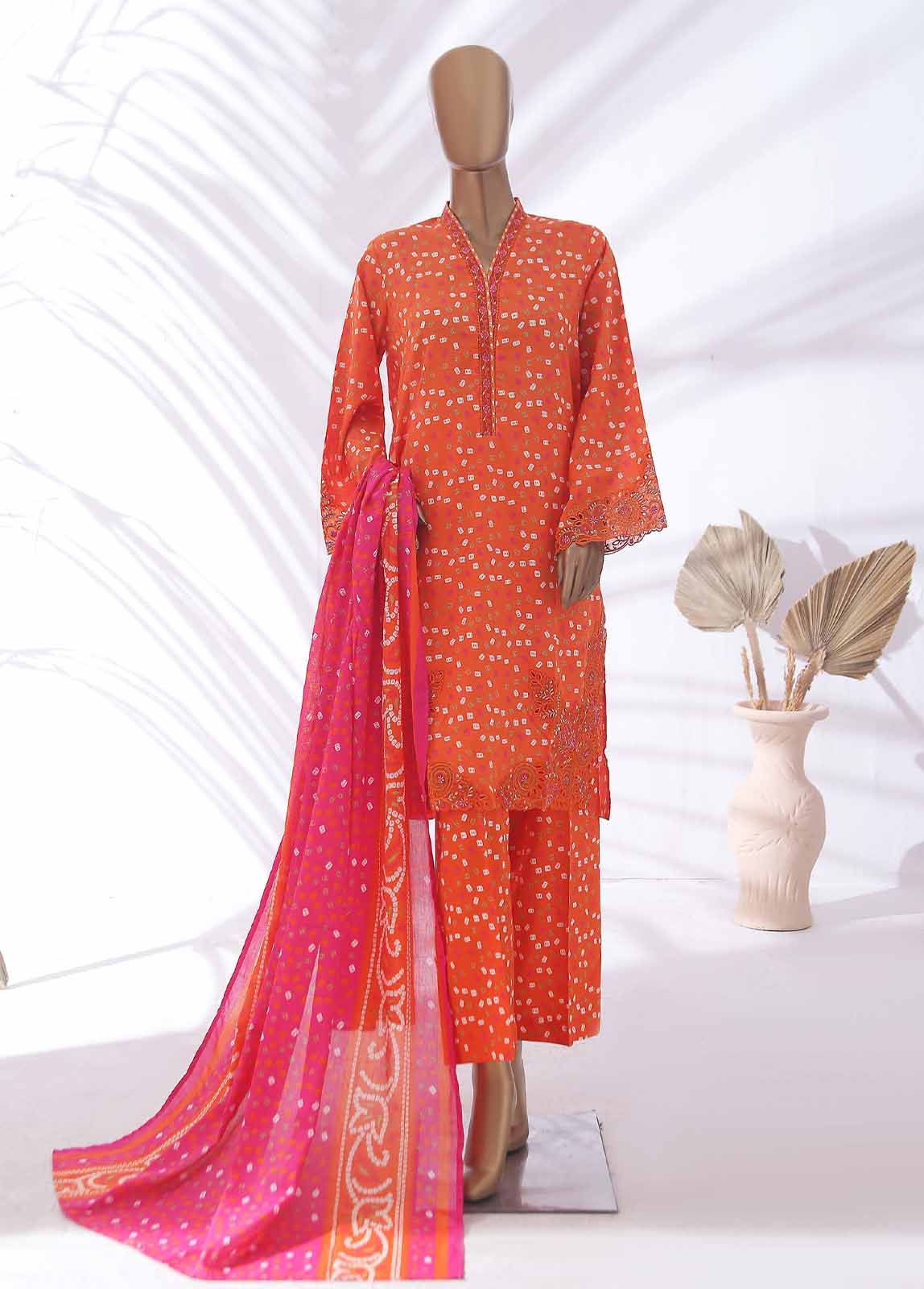 SMLE-0597- 3 Piece Embroidered Stitched Suit