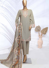 SMLE-0598-B- 3 Piece Embroidered Stitched Suit