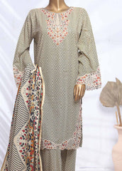 SMLE-0598-B- 3 Piece Embroidered Stitched Suit