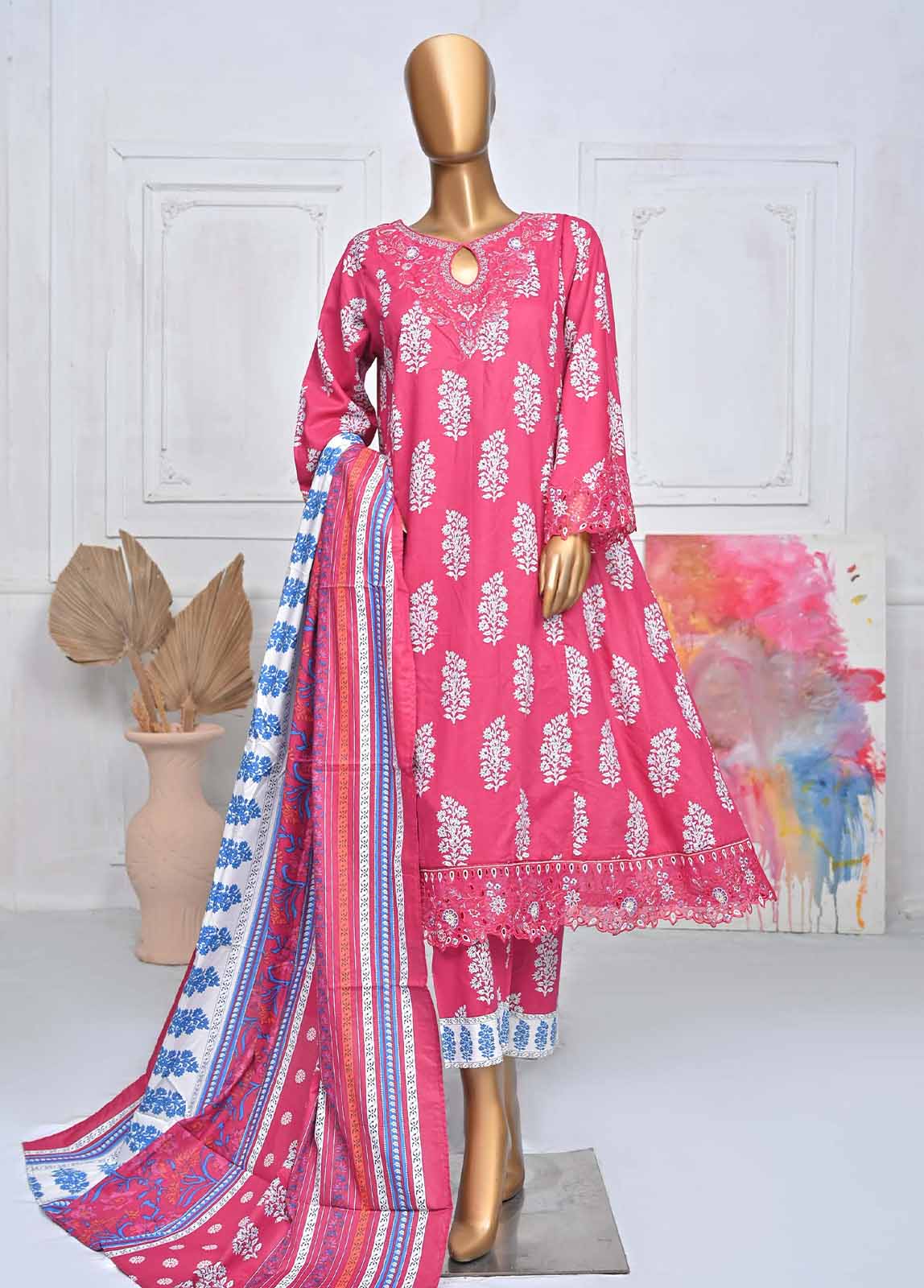 Bin Saeed Fabric - SMLE-0600-FR- 3 Piece Embroidered Stitched Suit