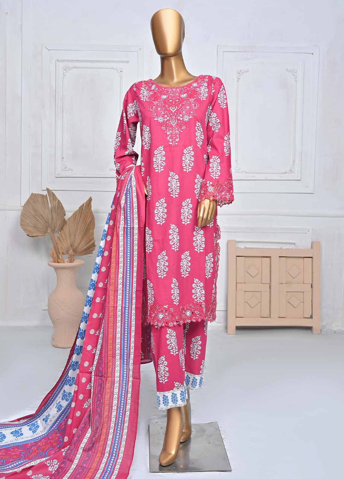 Bin Saeed Fabric - SMLE-0600- 3 Piece Embroidered Stitched Suit