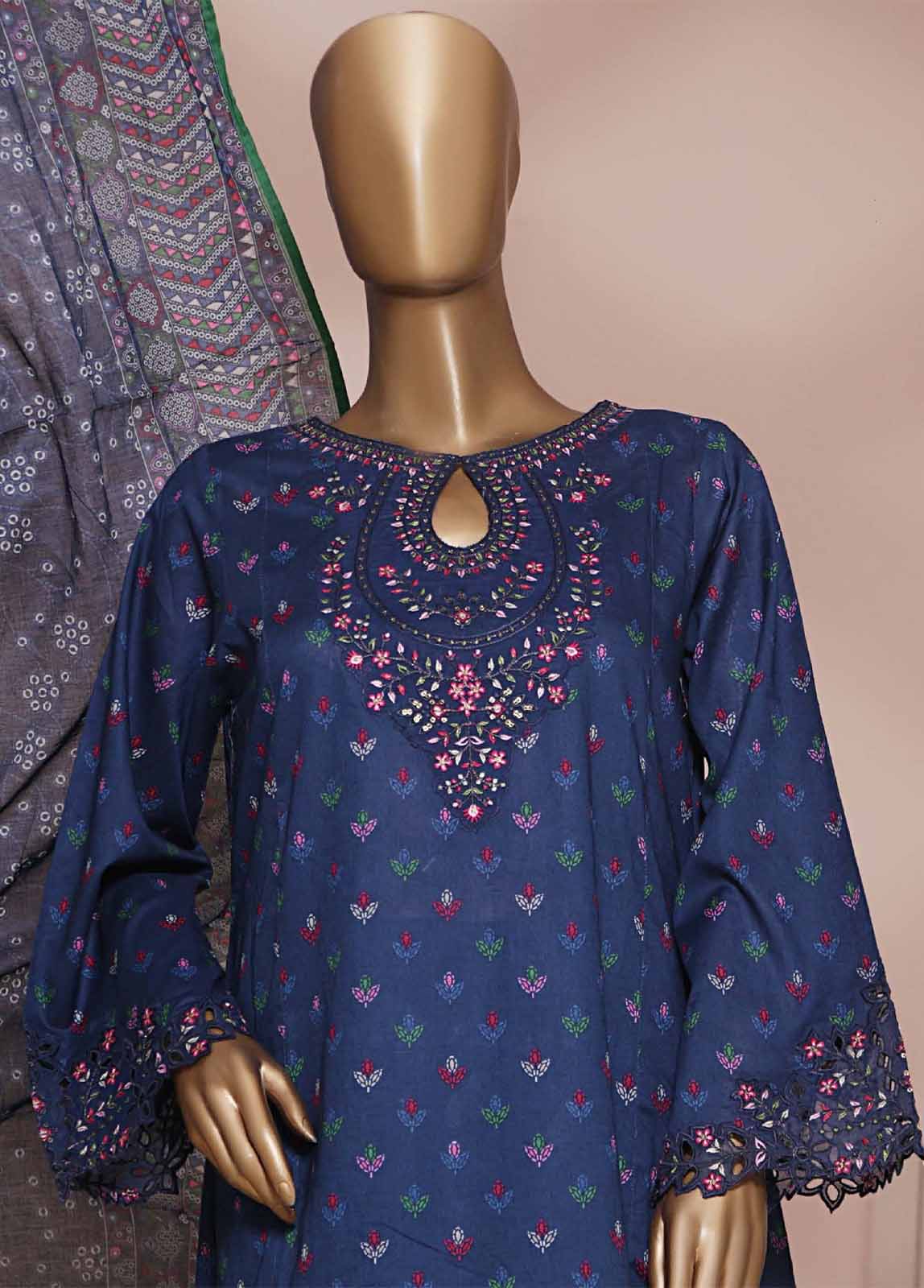 SMLE-0625-FR- 3 Piece Embroidered Stitched Suit