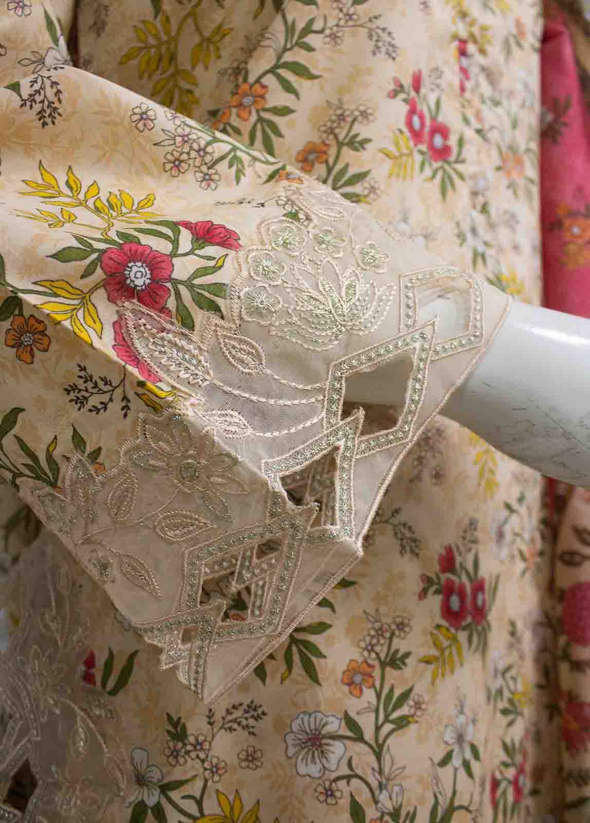 Bin Saeed Fabric - SMLE-0639-3 Piece Cutwork Kari Stitched Suit