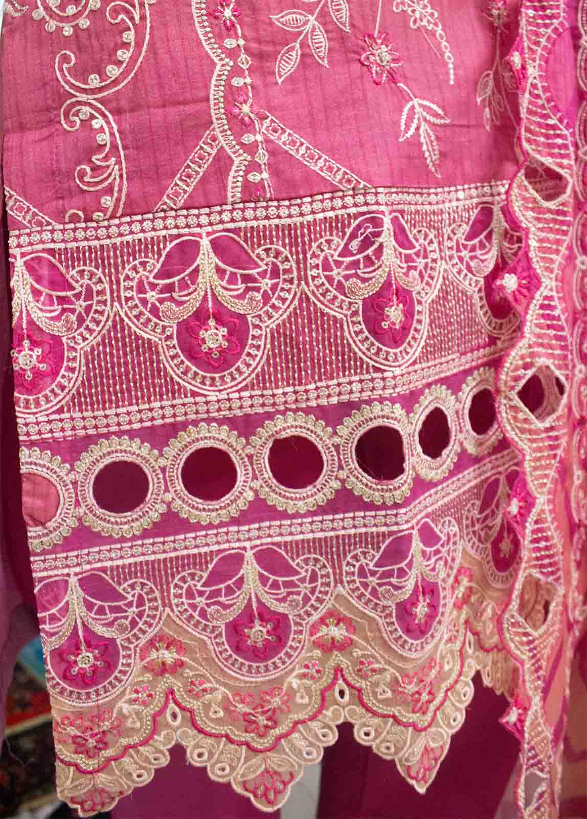 Bin Saeed Fabric - SMLE-0686 B-3 Piece Cutwork Kari Stitched Suit