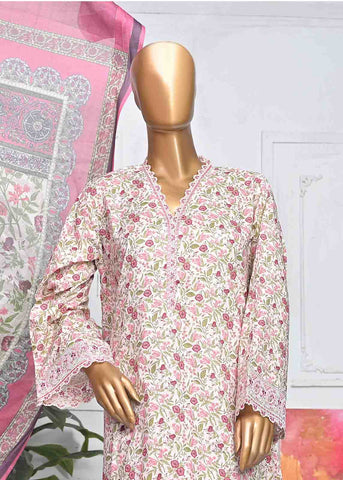 Bin Saeed Fabric - SMLE-069-FR-3 Piece Cotton Embroidered