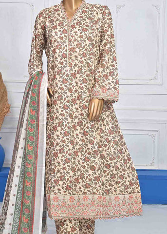 Bin Saeed Fabric - SMLE-073-FR-3 Piece Cotton Embroidered