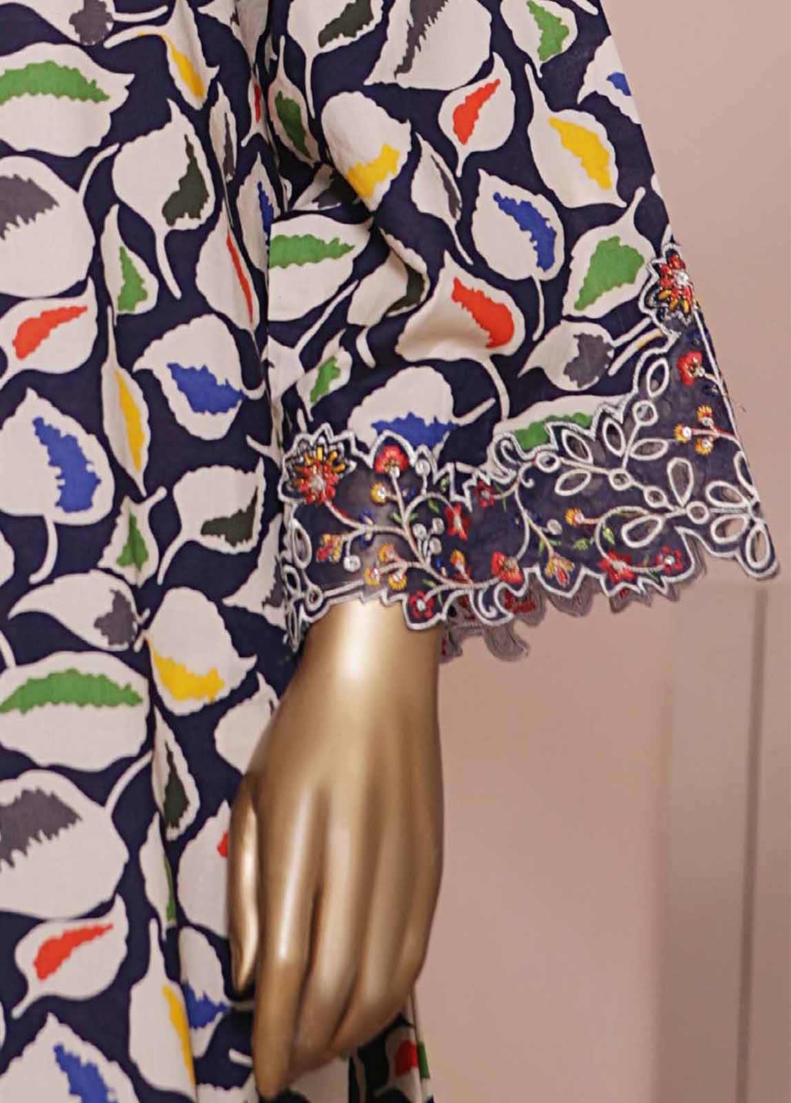 Bin Saeed Fabric - SMLE-587-FR-3 Piece Embroidered Frock Style