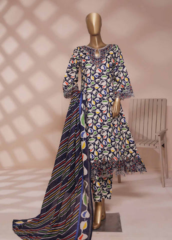 Bin Saeed Fabric - SMLE-587-FR-3 Piece Embroidered Frock Style
