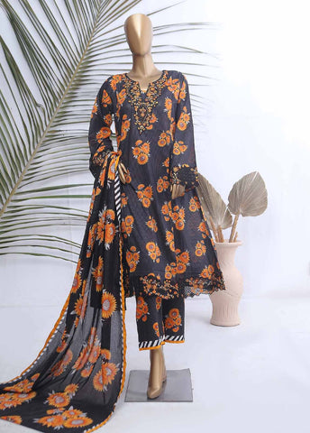 Bin Saeed Fabric - SMLE-592-FR-3 Piece Embroidered Frock Style