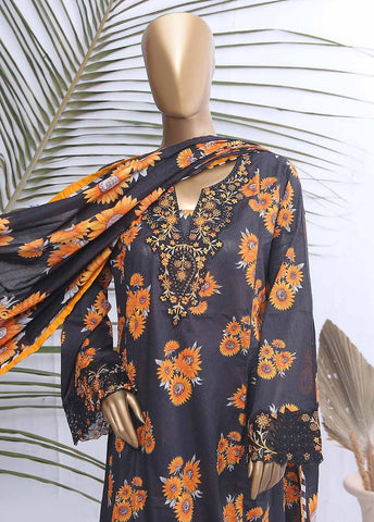 Bin Saeed Fabric - SMLE-592-FR-3 Piece Embroidered Frock Style