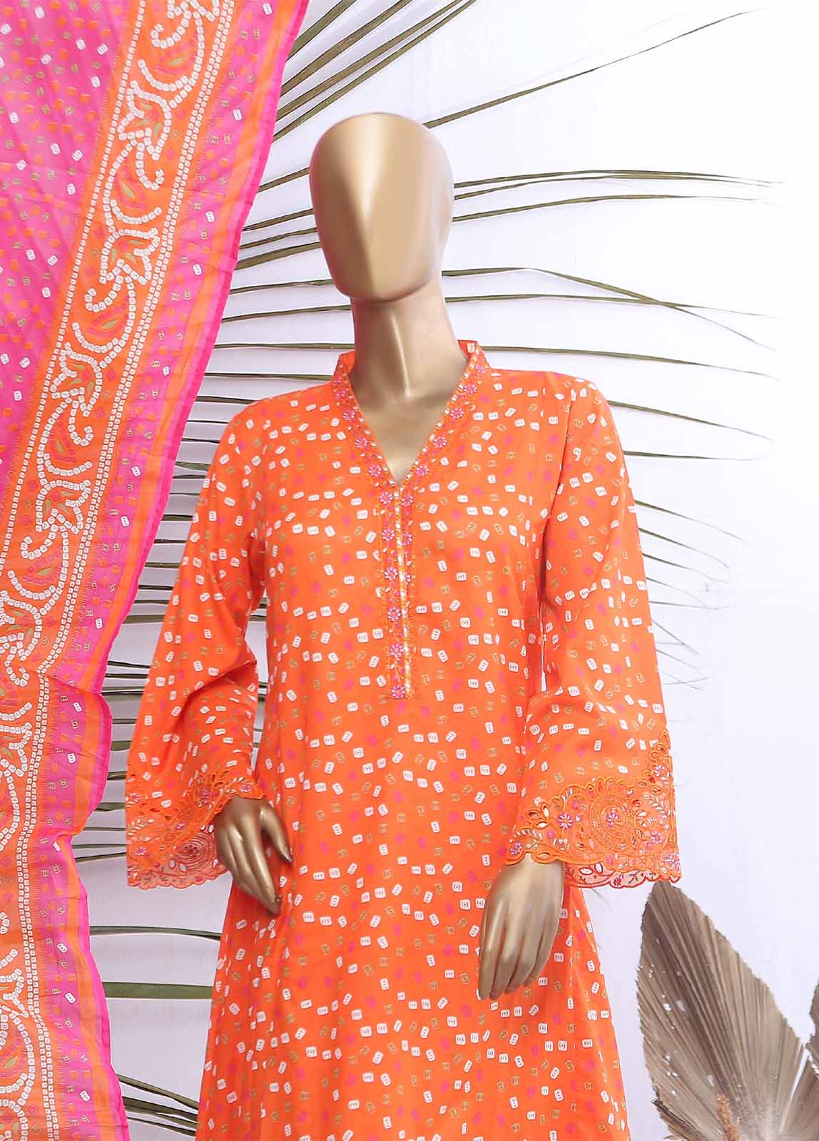 Bin Saeed Fabric - SMLE-597-FR-3 Piece Embroidered Frock Style