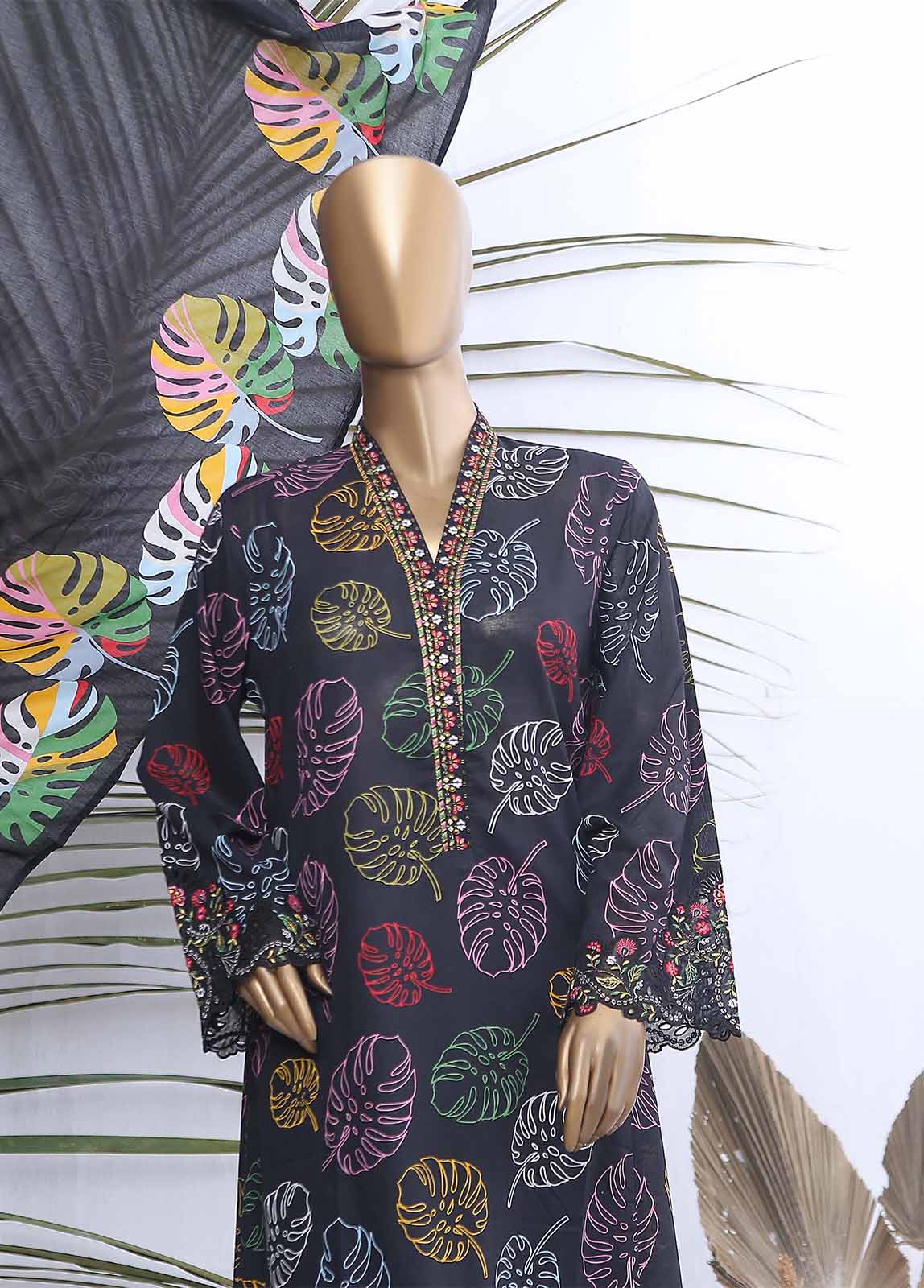 Bin Saeed Fabric - SMLE-624-FR-3 Piece Embroidered Frock Style