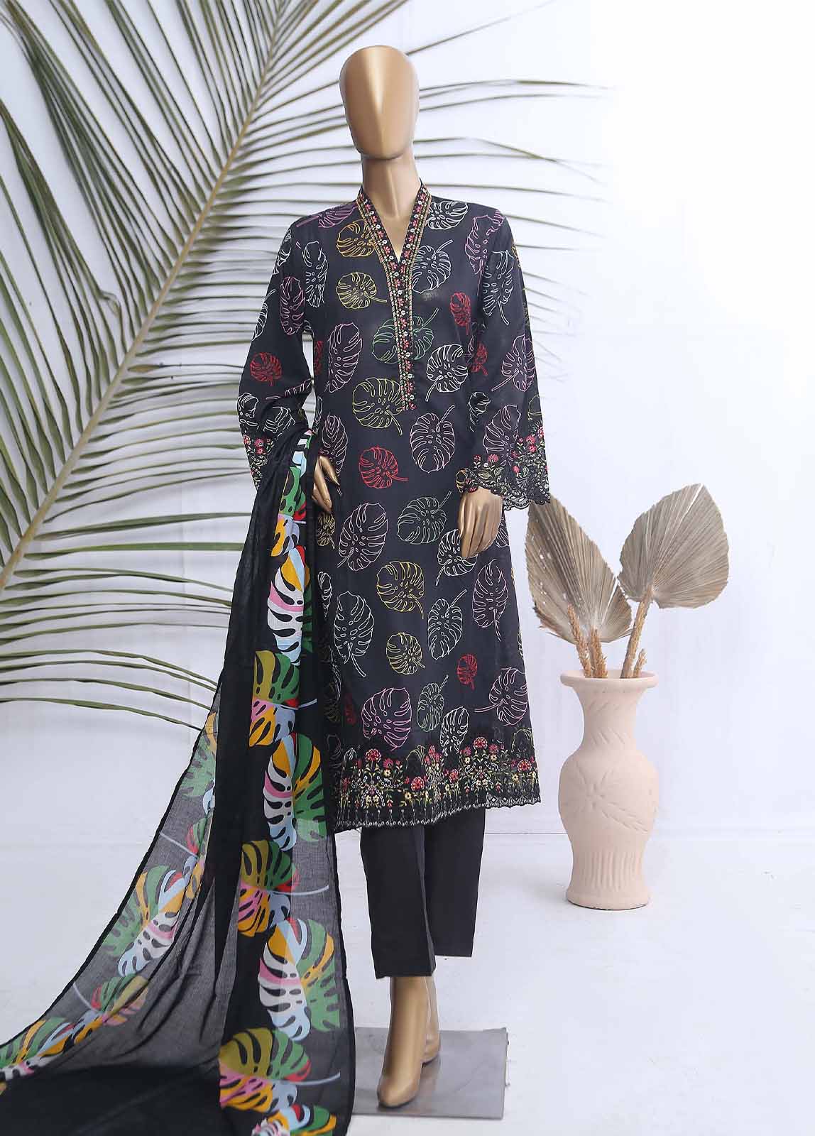 Bin Saeed Fabric - SMLE-624-FR-3 Piece Embroidered Frock Style