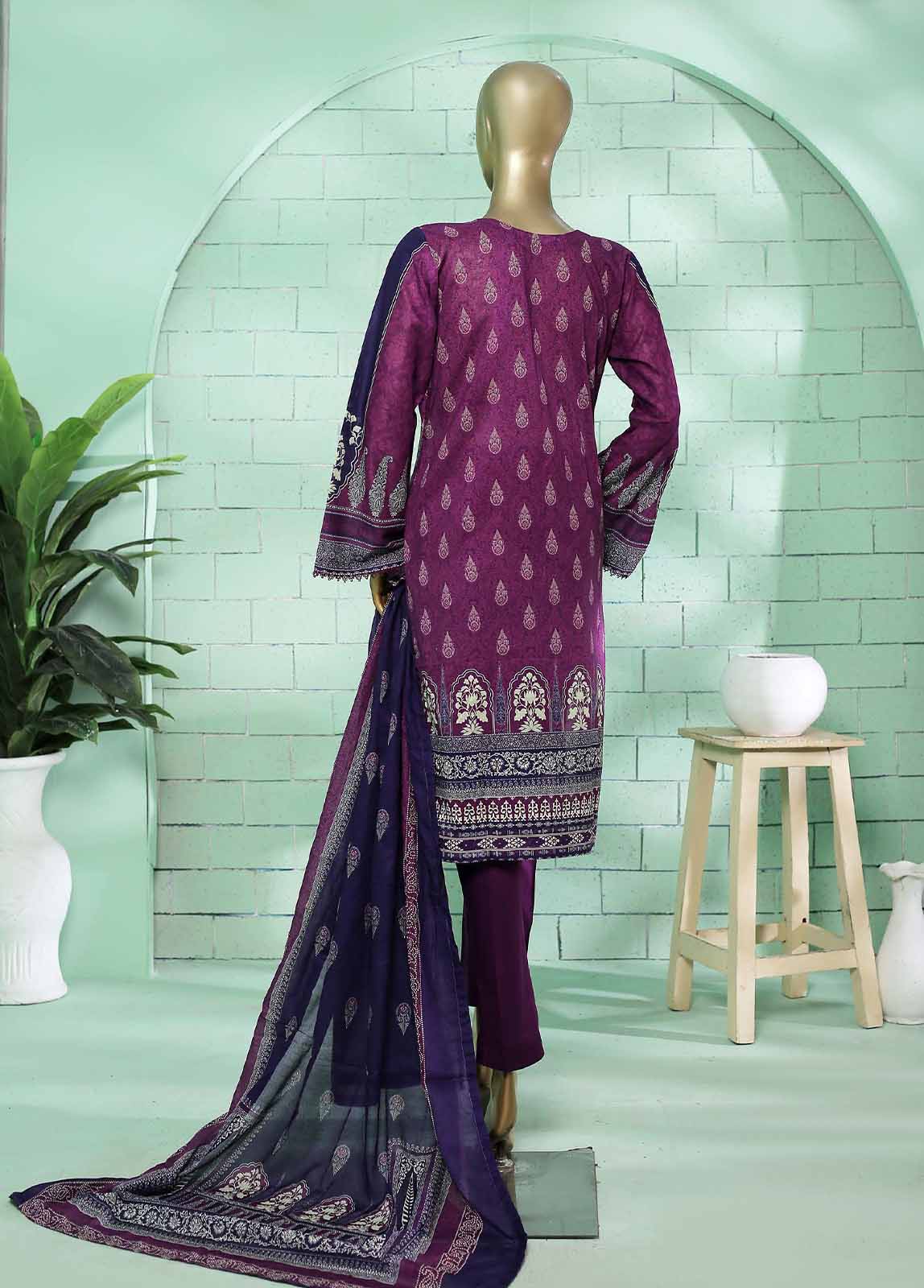 Bin Saeed Fabric - SMLF-0117-3 Piece Printed Stitched Suit