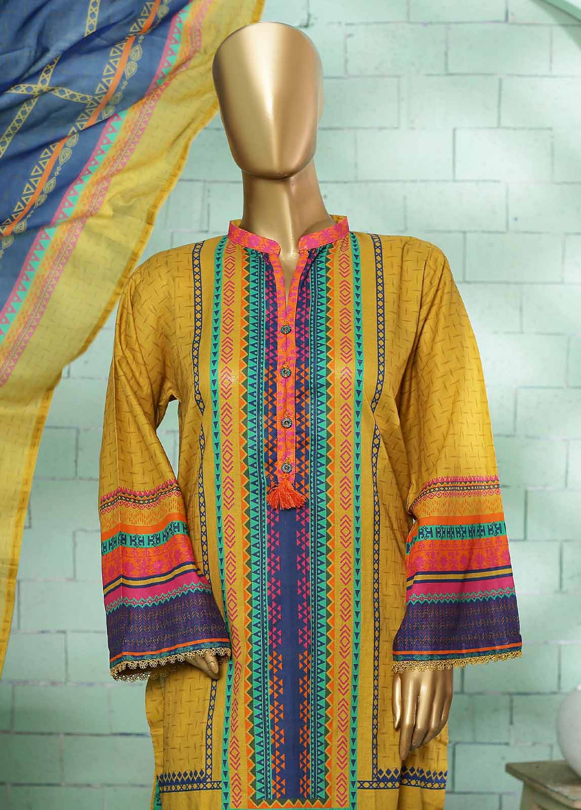 Bin Saeed Fabric - SMLF-0119-3 Piece Printed Stitched Suit