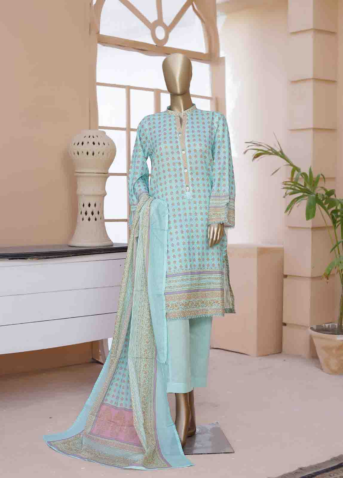 Bin Saeed Fabric - SMLF-0128-3 Piece Printed Stitched Suit
