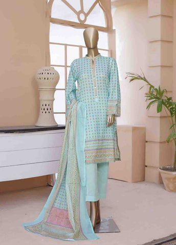 Bin Saeed Fabric - SMLF-0128-3 Piece Printed Stitched Suit