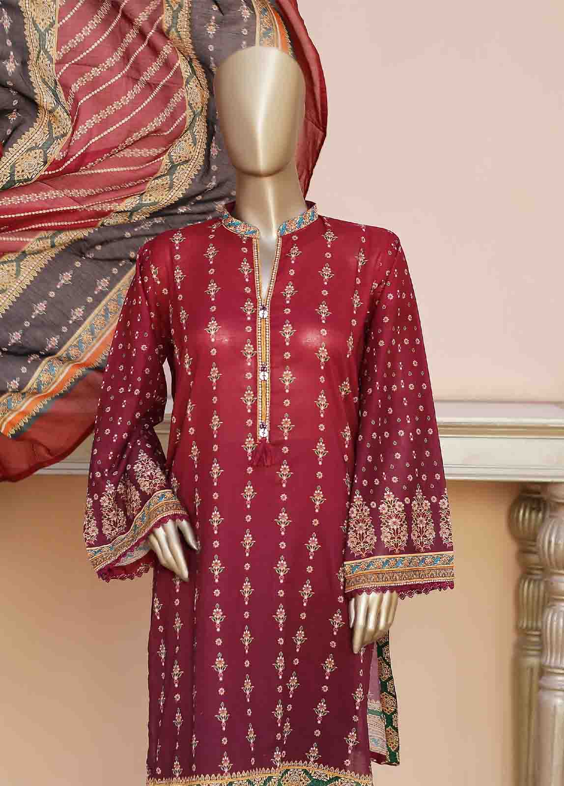 Bin Saeed Fabric - SMLF-0134-3 Piece Printed Stitched Suit
