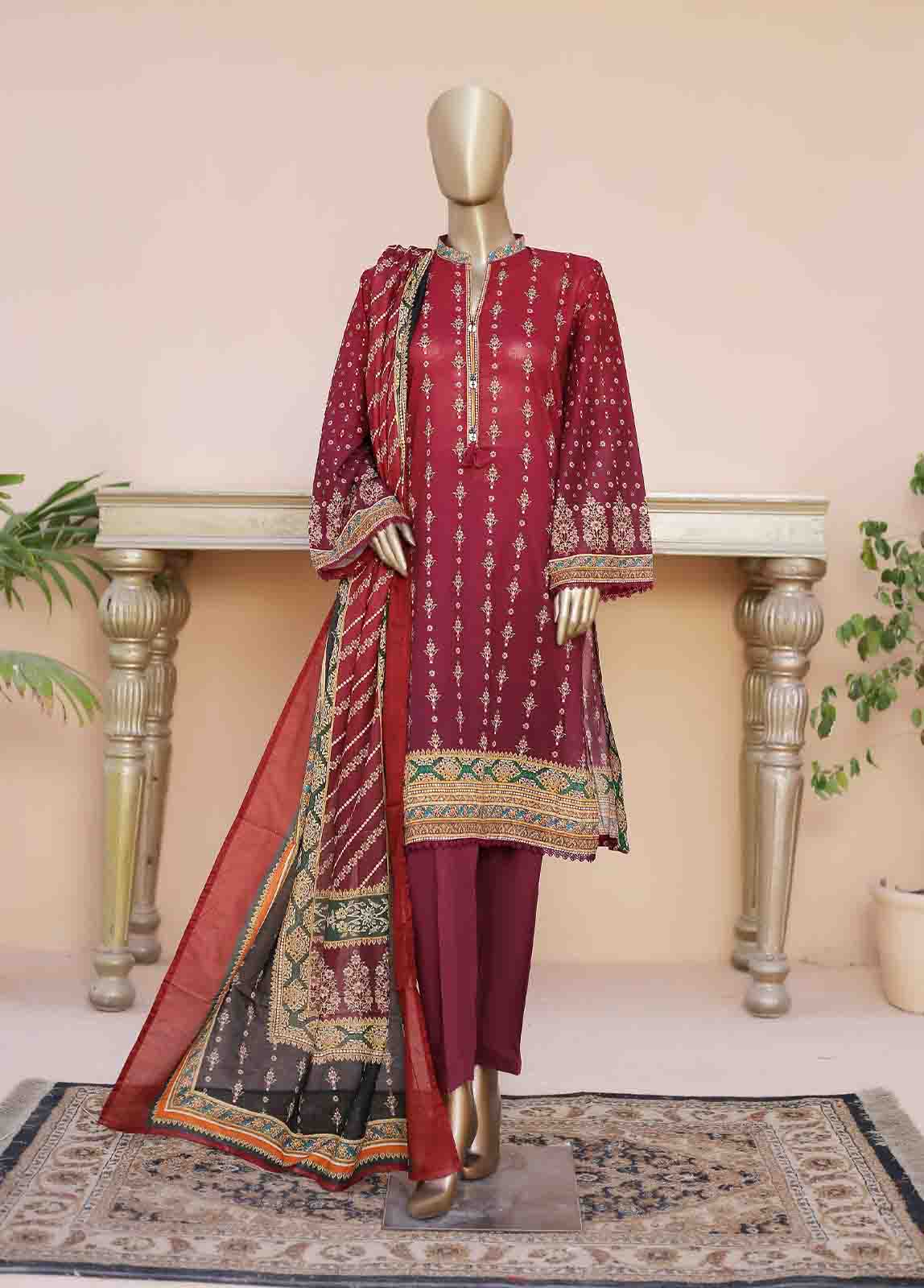 Bin Saeed Fabric - SMLF-0134-3 Piece Printed Stitched Suit