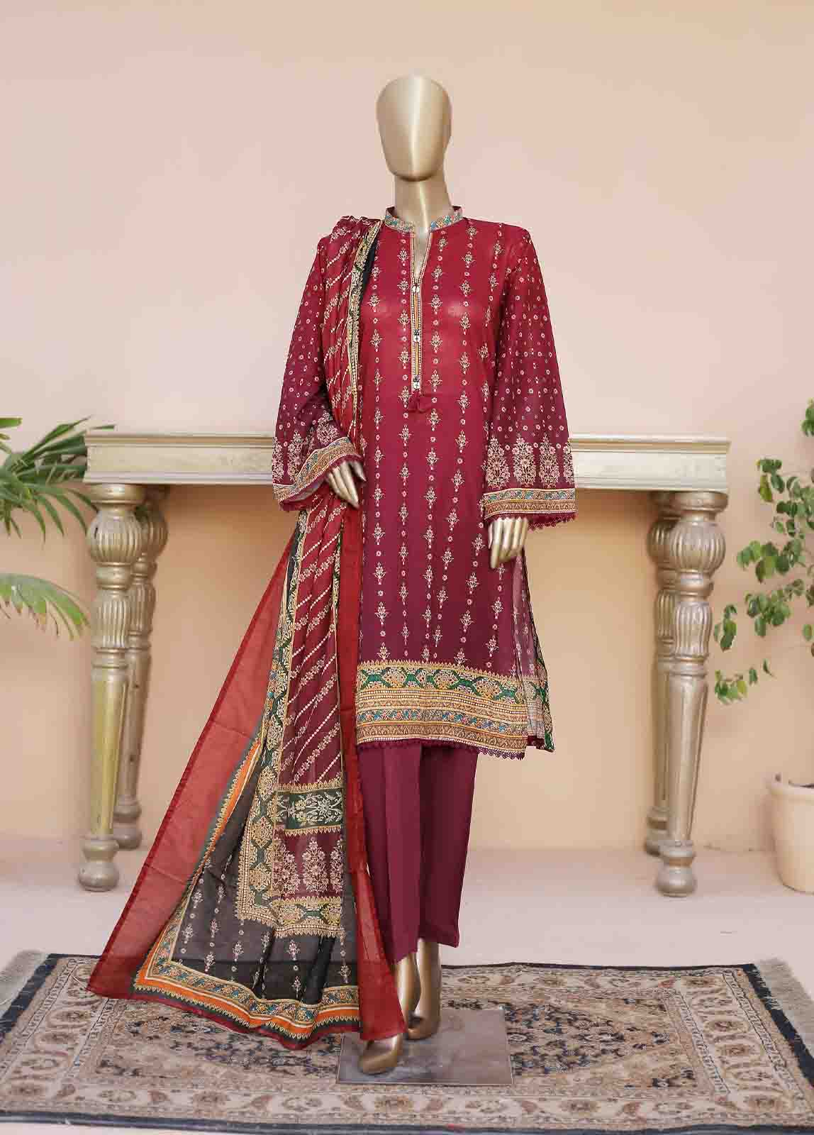 SMLF-0134-3 Piece Printed Stitched Suit