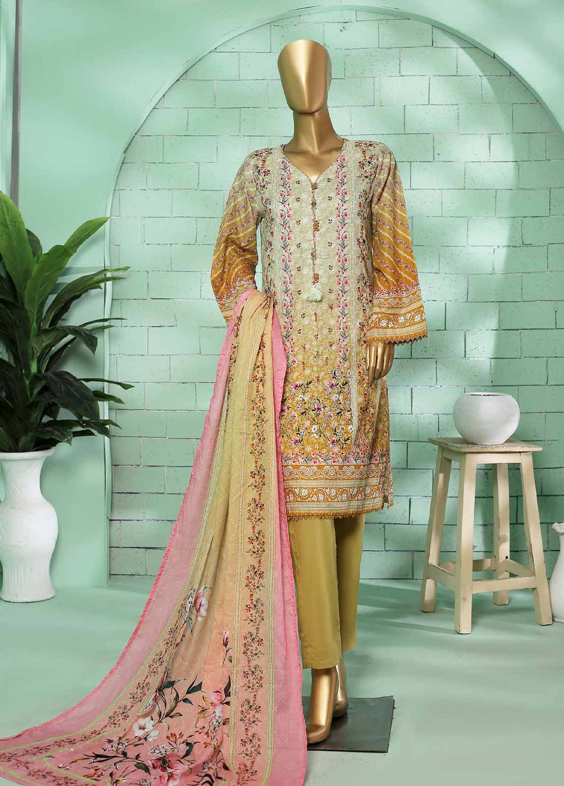 Bin Saeed Fabric - SMLF-0200-3 Piece Printed Stitched Suit