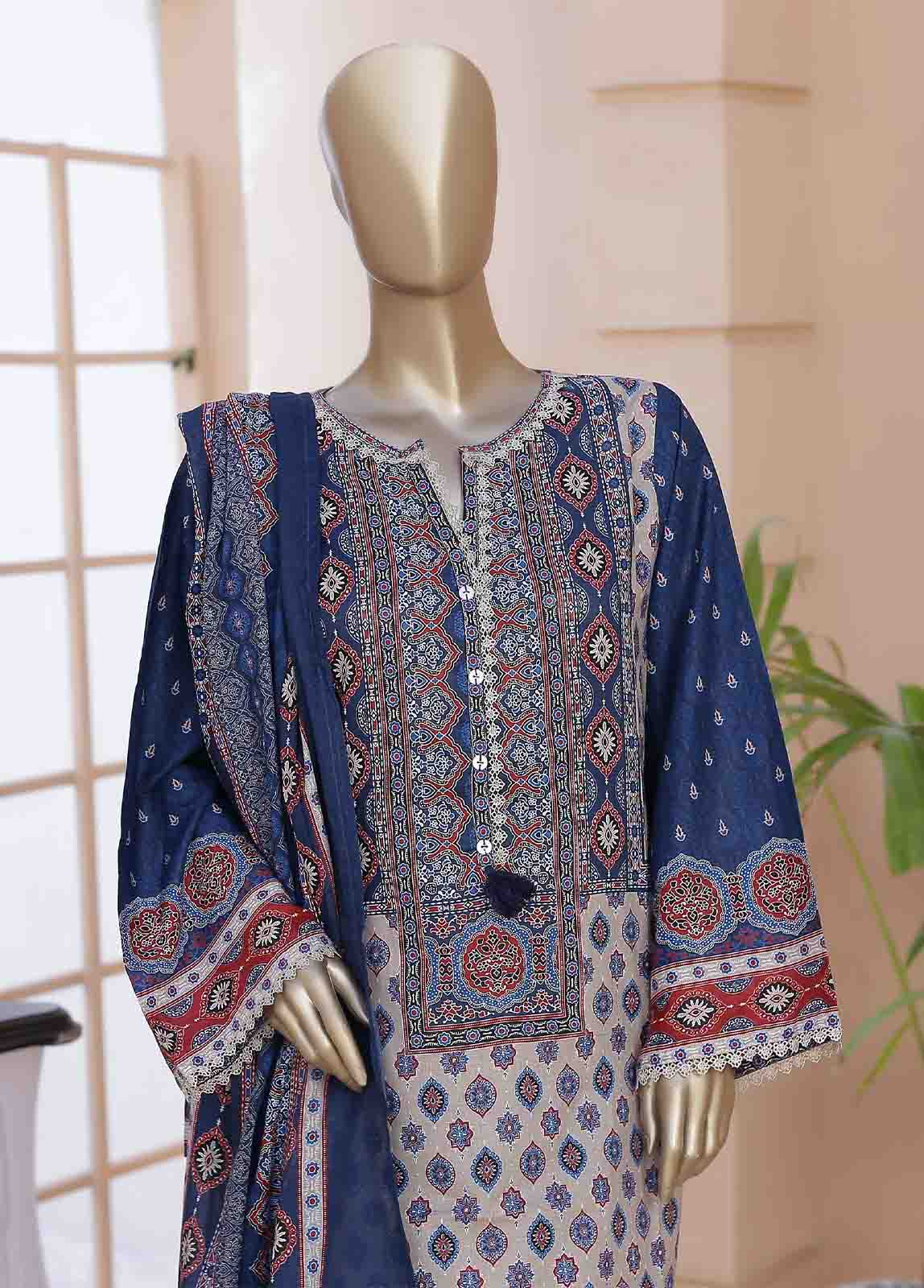 SMLF-0201-3 Piece Printed Stitched Suit