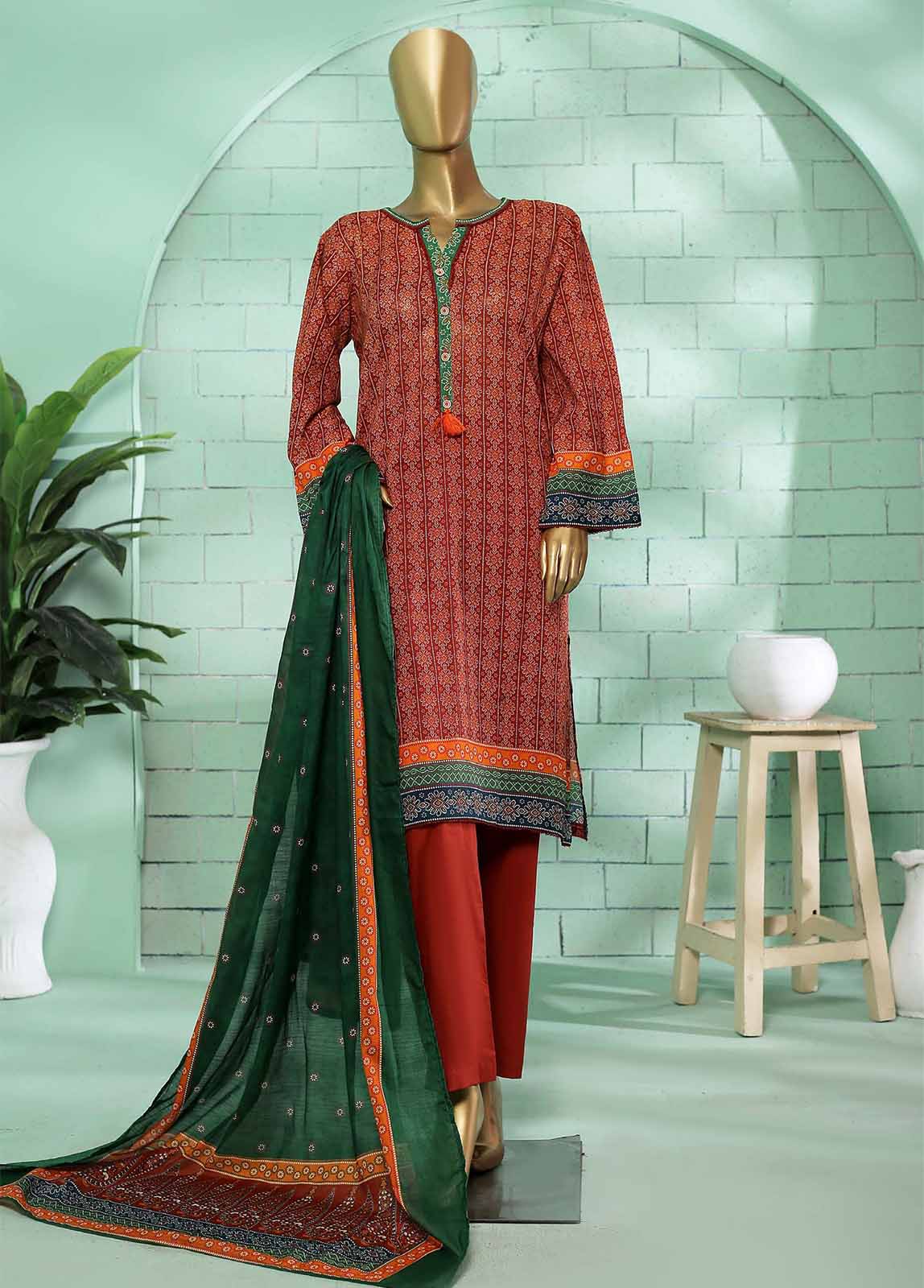 Bin Saeed Fabric - SMLF-0202-3 Piece Printed Stitched Suit