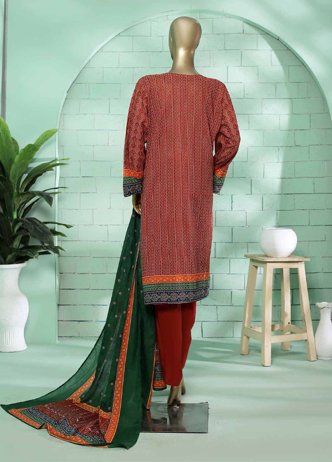 Bin Saeed Fabric - SMLF-0202-3 Piece Printed Stitched Suit