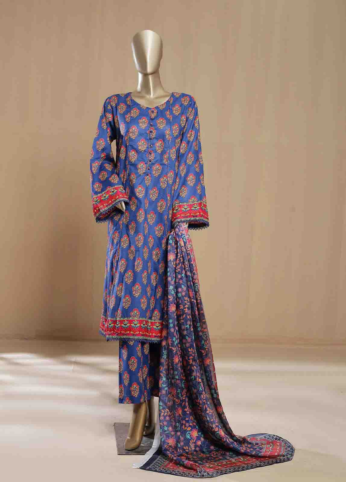 Bin Saeed Fabric - SMLF-03-FR -3 Piece Printed Frock Style