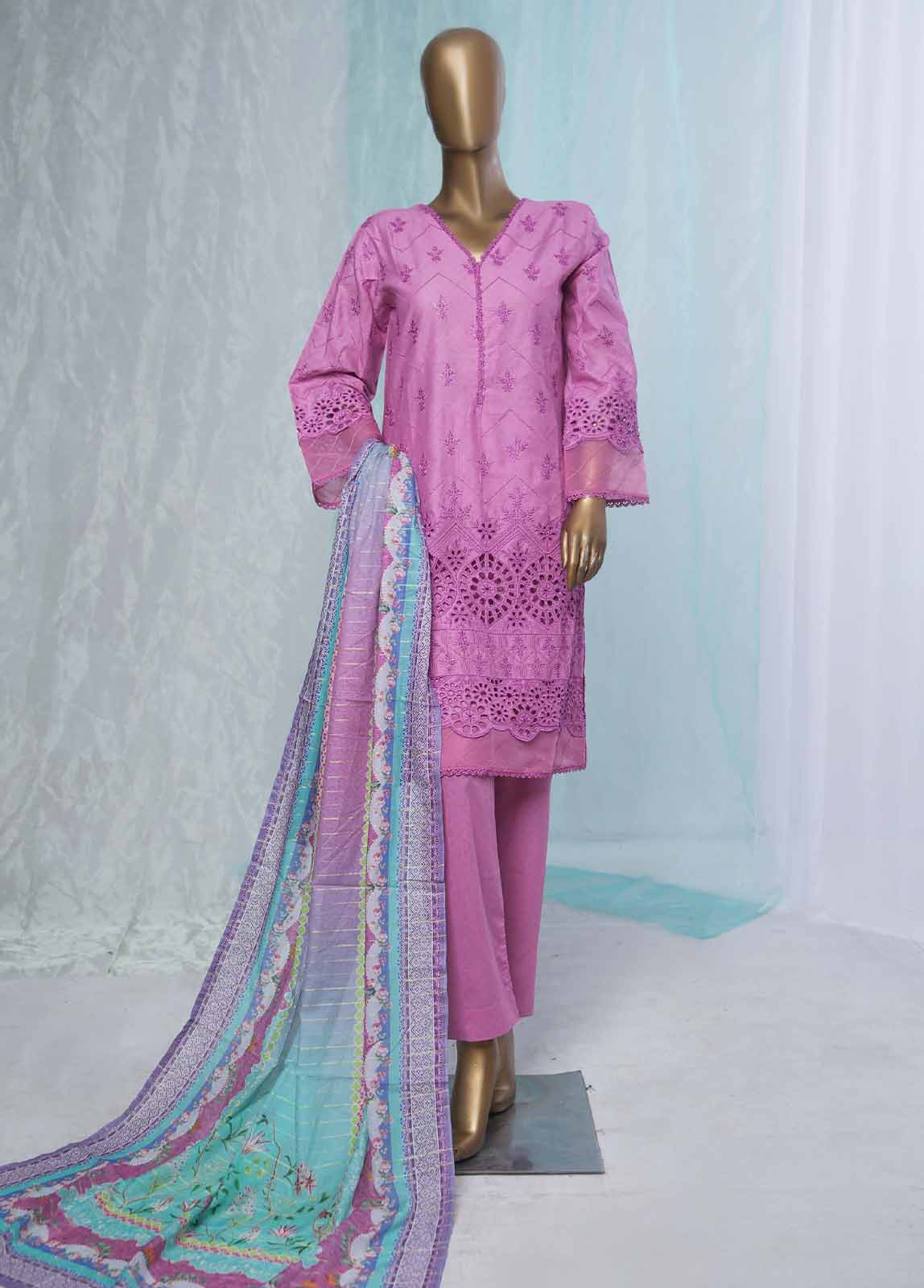 Bin Saeed Fabric - SMLF-0372-CK-3 Piece Chikankari Stitched Suit