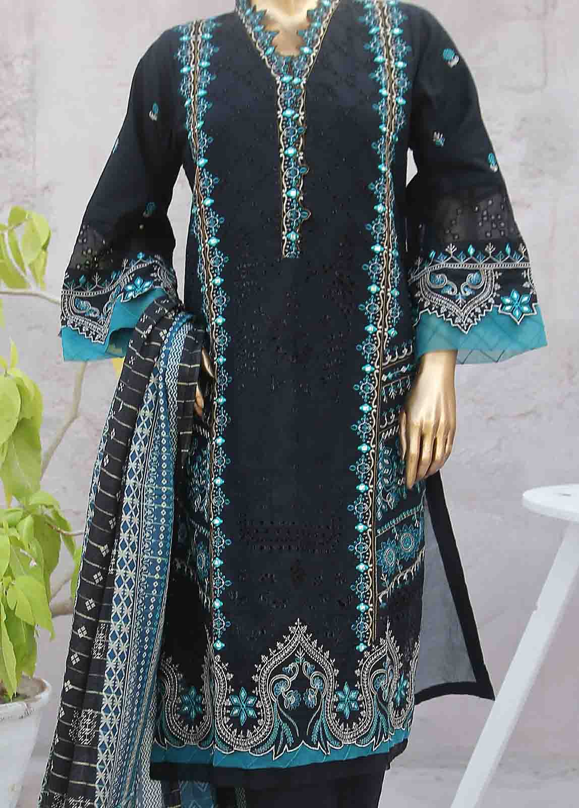 Bin Saeed Fabric - SMLF-0380-RN-3 Piece Cotton Embroidered collection