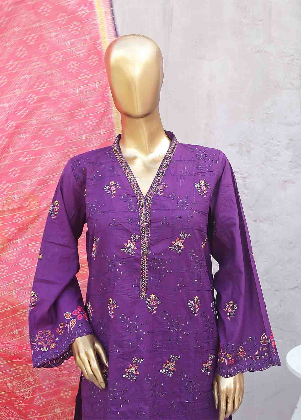 Bin Saeed Fabric - SMLF-0386-RN-3 Piece Cotton Embroidered collection