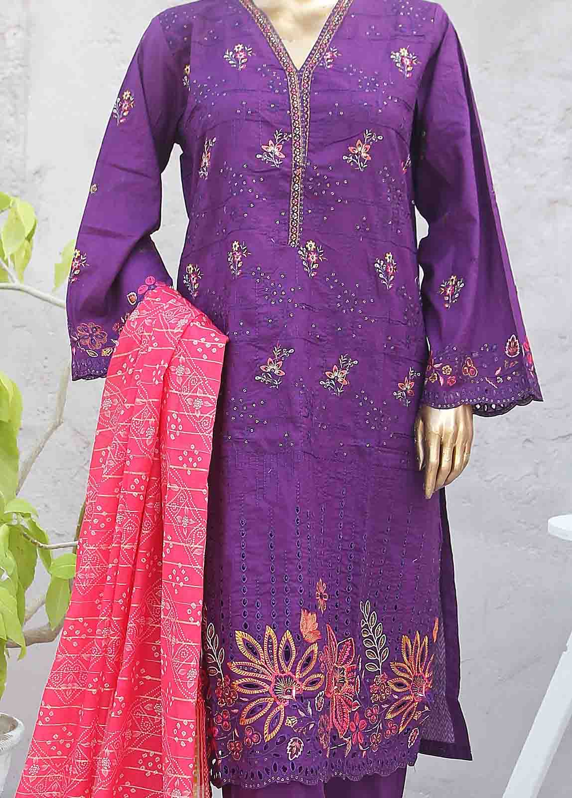 Bin Saeed Fabric - SMLF-0386-RN-3 Piece Cotton Embroidered collection