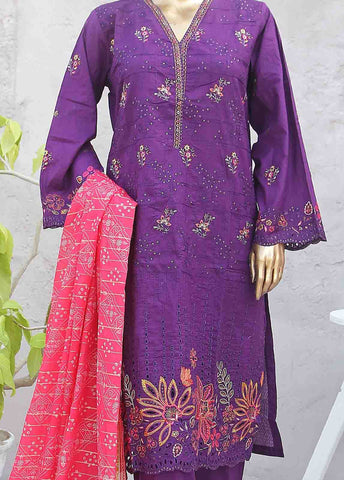 Bin Saeed Fabric - SMLF-0386-RN-3 Piece Cotton Embroidered collection