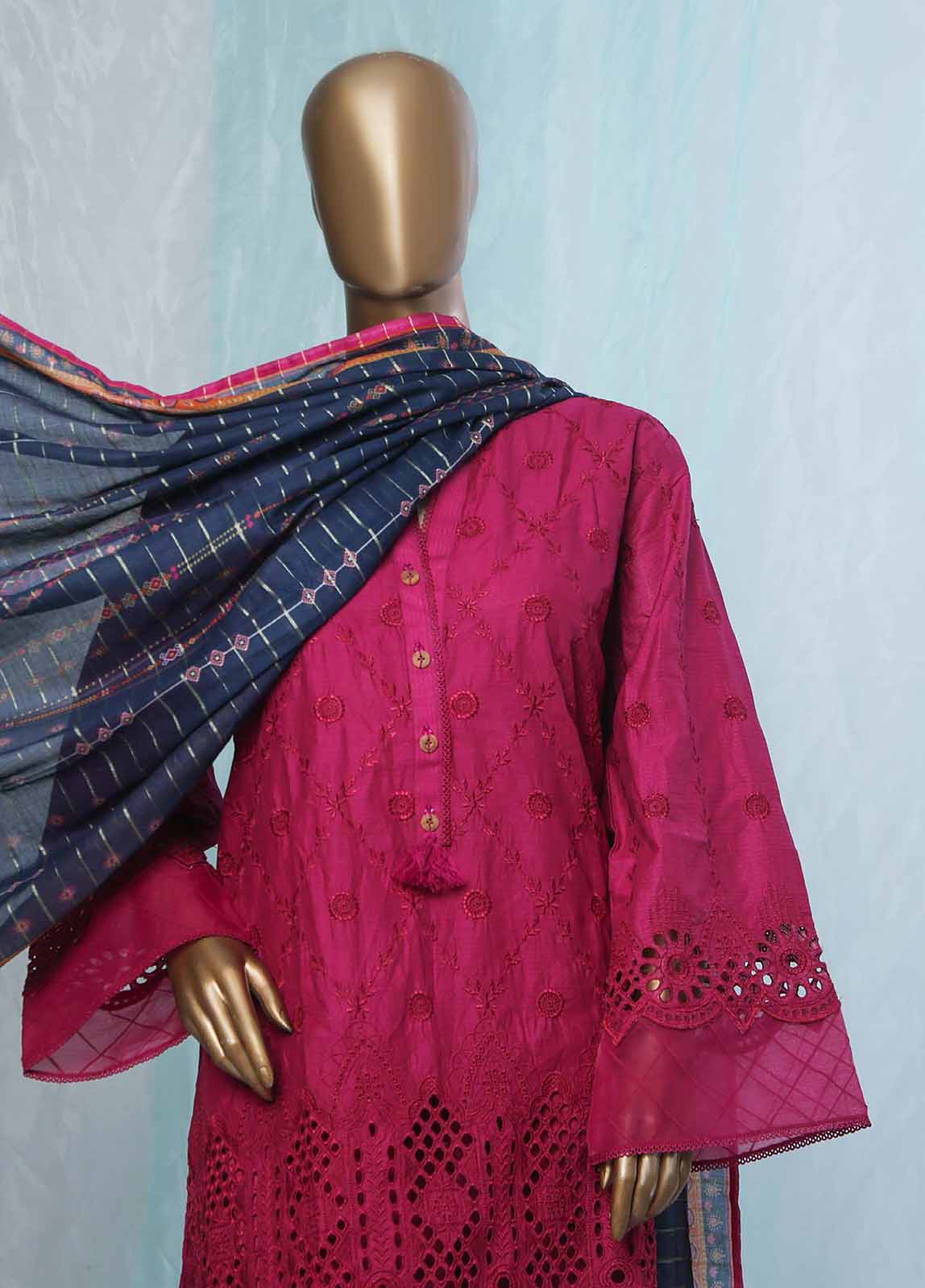 Bin Saeed Fabric - SMLF-0393-CK-3 Piece Chikankari Stitched Suit