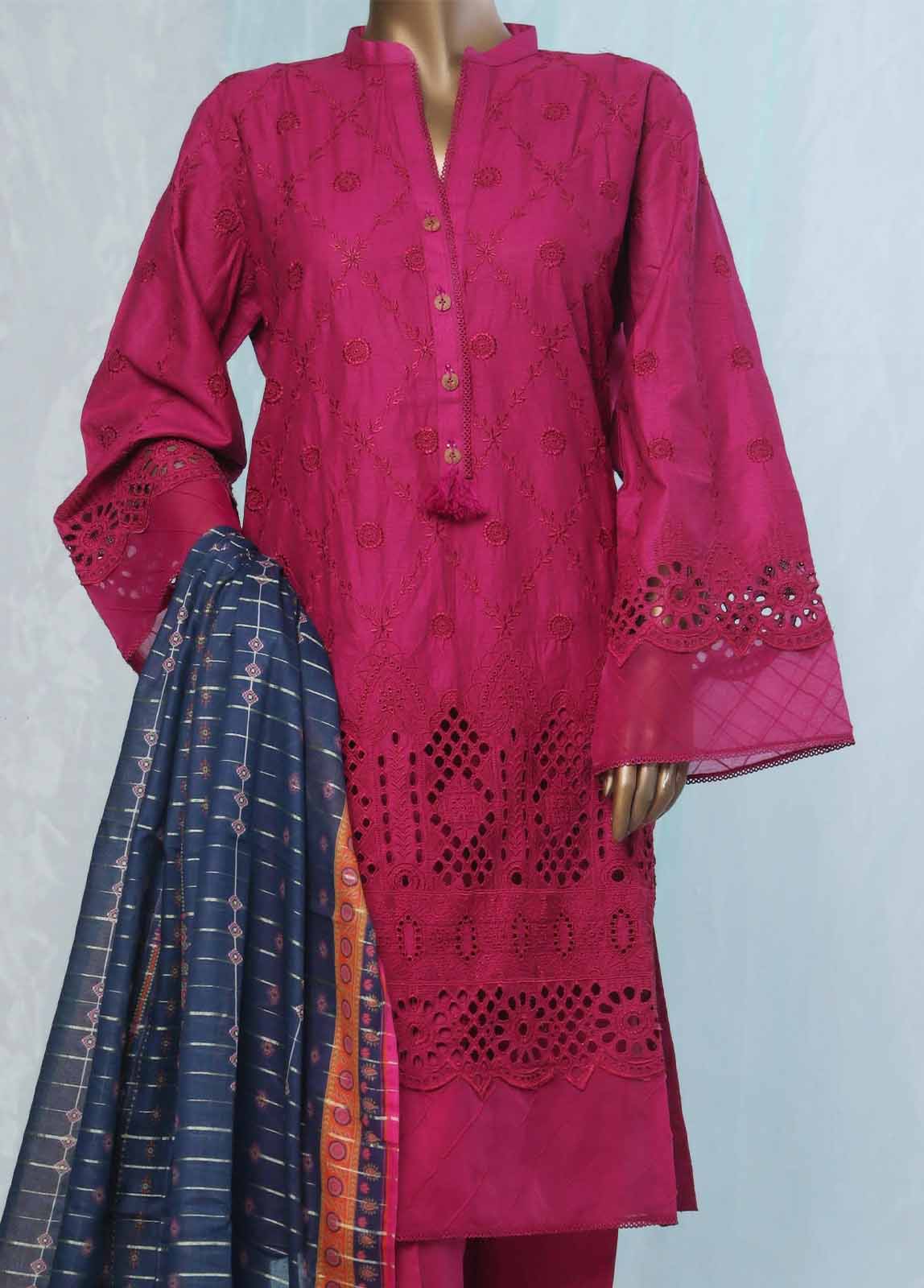 Bin Saeed Fabric - SMLF-0393-CK-3 Piece Chikankari Stitched Suit