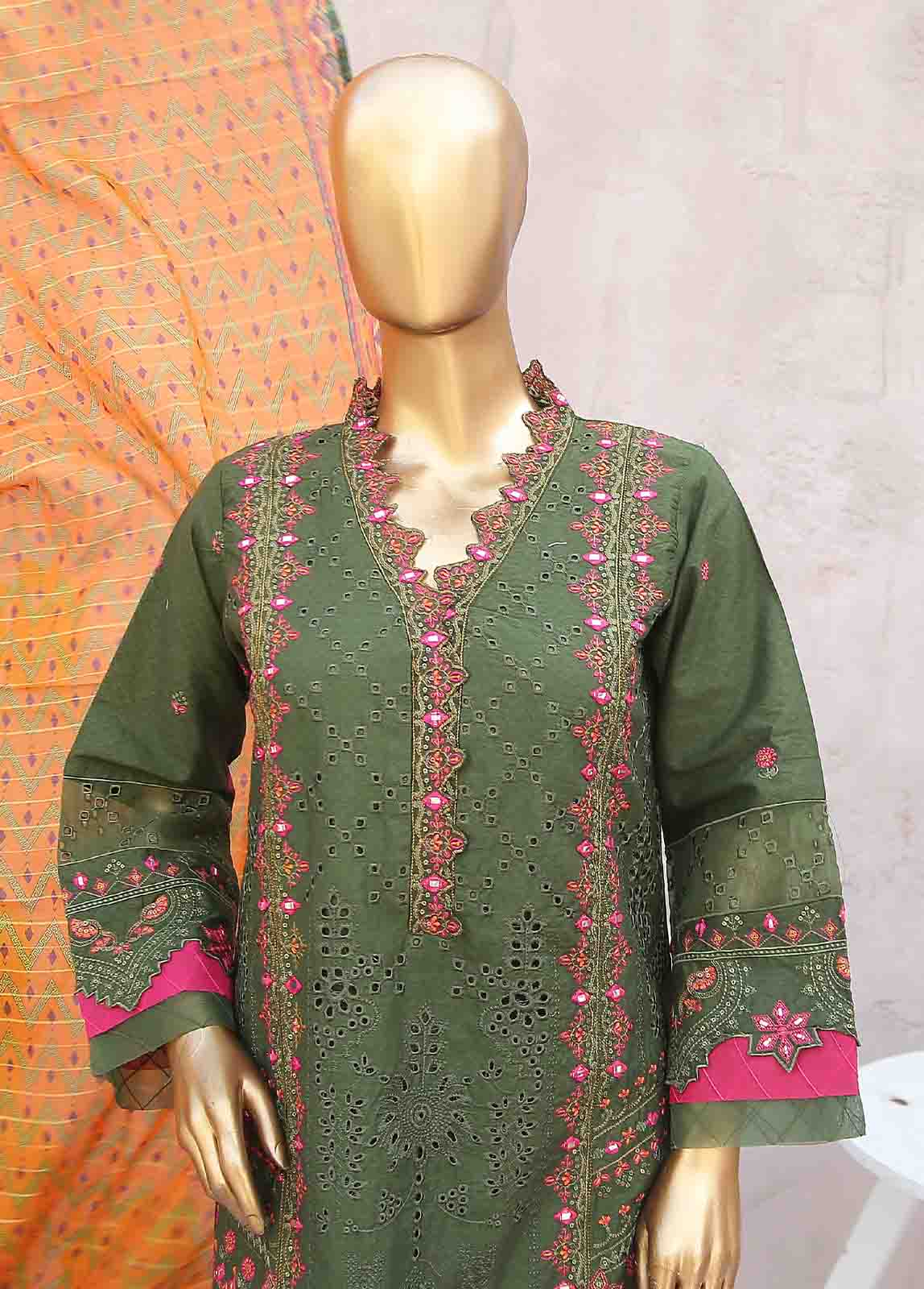 Bin Saeed Fabric - SMLF-0408B-RN-3 Piece Cotton Embroidered collection