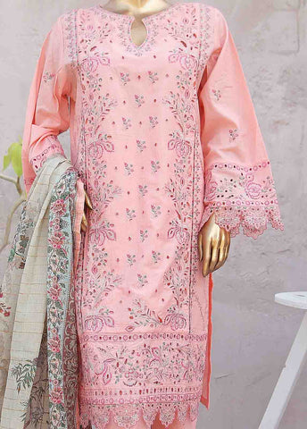Bin Saeed Fabric - SMLF-0422A-RN-3 Piece Cotton Embroidered collection