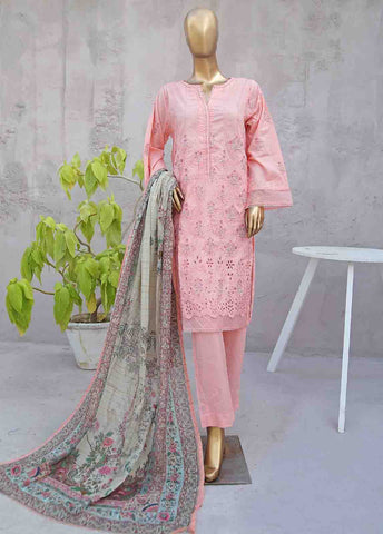 Bin Saeed Fabric - SMLF-0422B-RN-3 Piece Cotton Embroidered collection