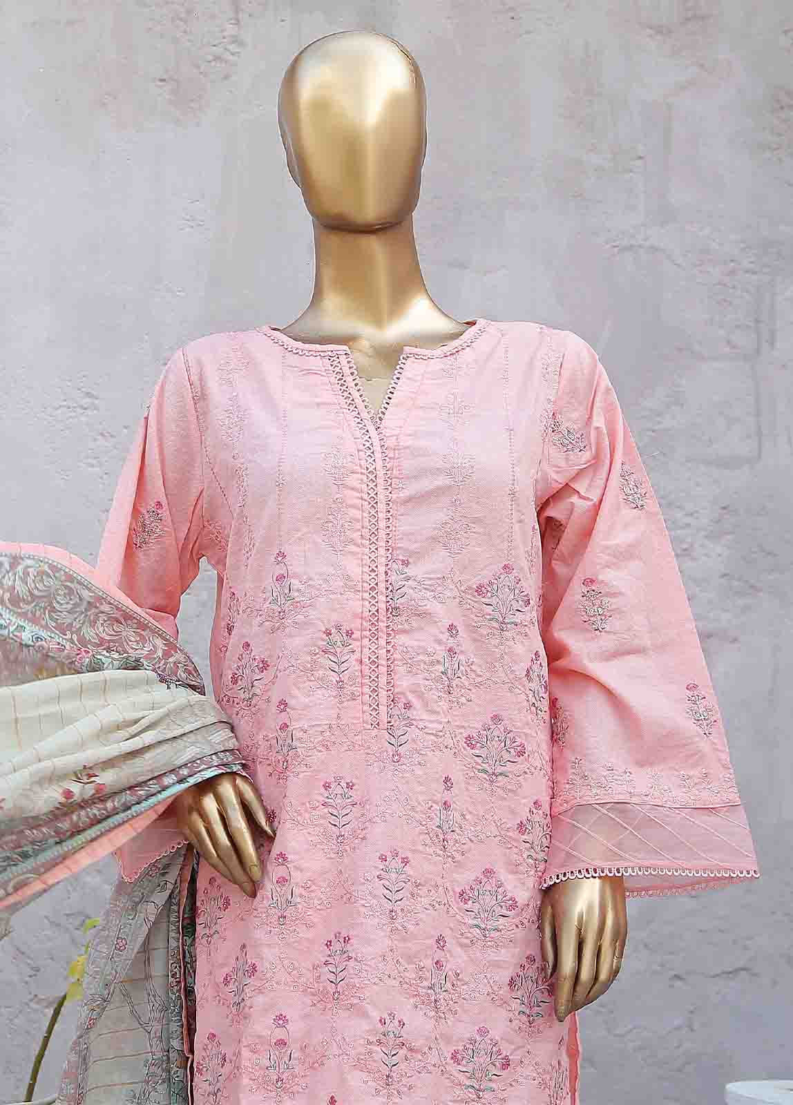 Bin Saeed Fabric - SMLF-0422B-RN-3 Piece Cotton Embroidered collection
